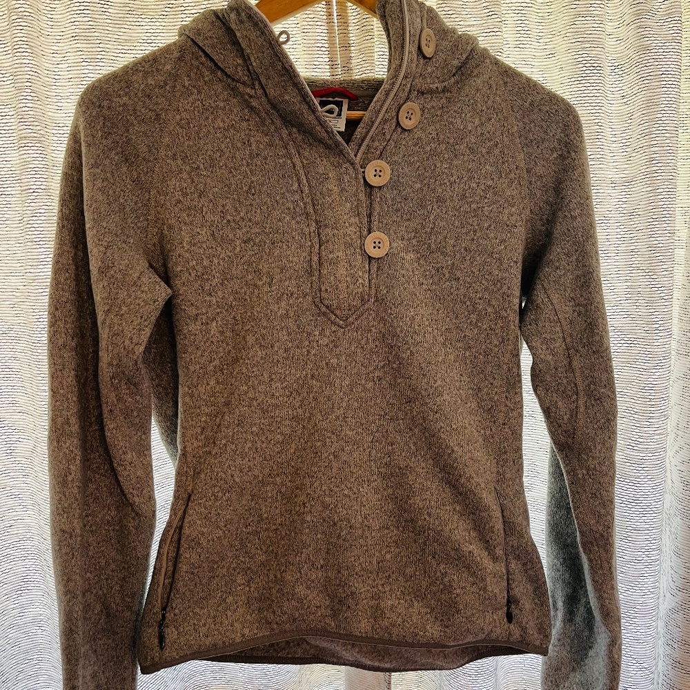 The North Face Hooded Half Zip Pullover Grey Medium